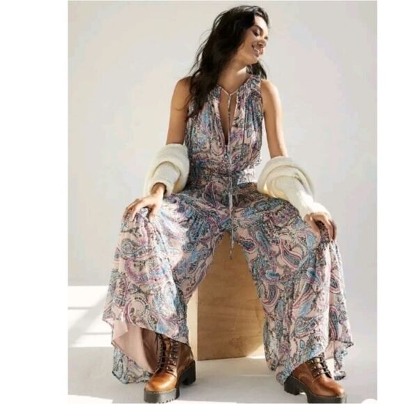 Free People Pants - Free people Gold Dust jumpsuit Size XS
